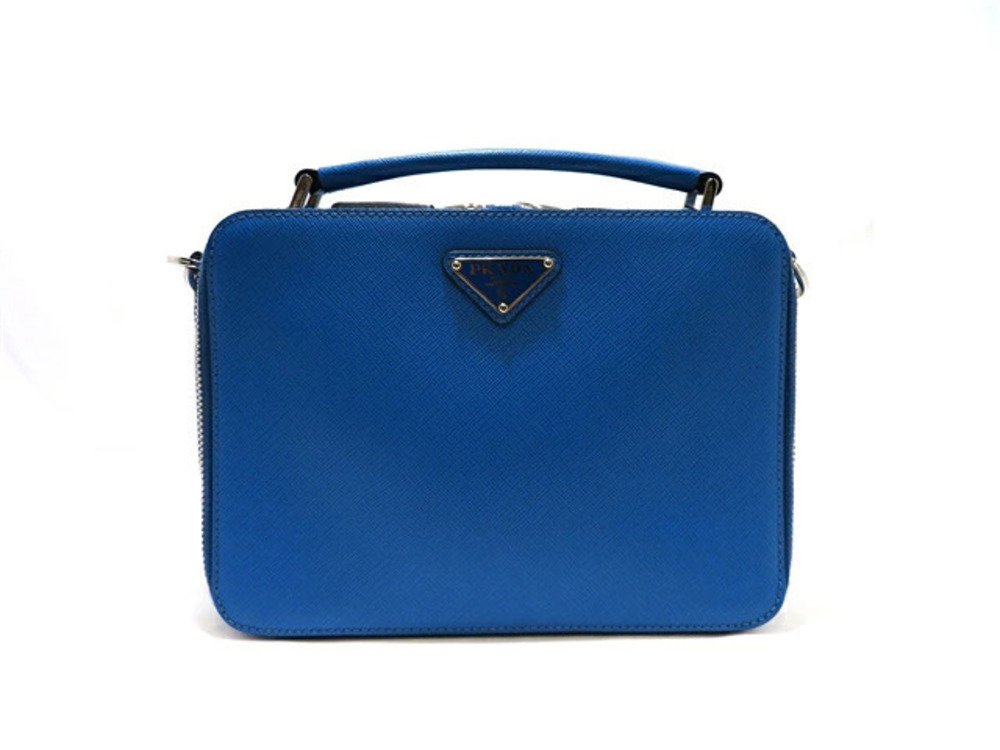Prada Bag Shoulder Brick Saffiano Blue